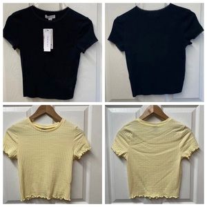 Lot (2) Crop Tops Black and Yellow Small
